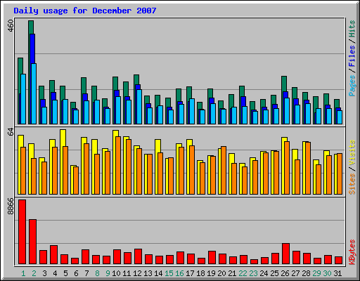 Daily usage for December 2007