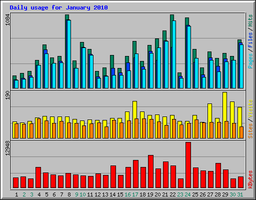 Daily usage for January 2010
