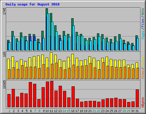 Daily usage for August 2010