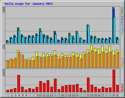 Daily usage for January 2012