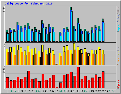 Daily usage for February 2013