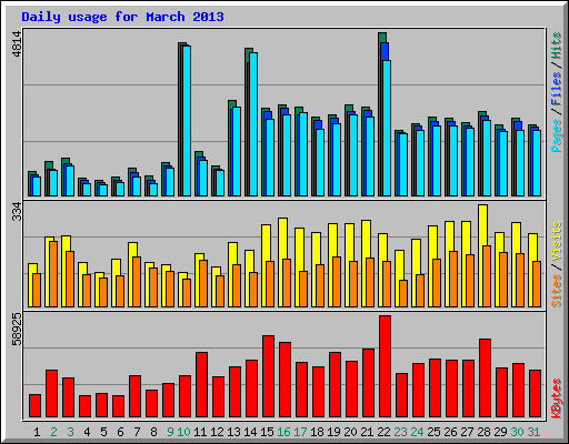 Daily usage for March 2013