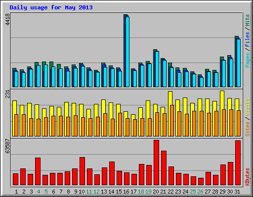 Daily usage for May 2013