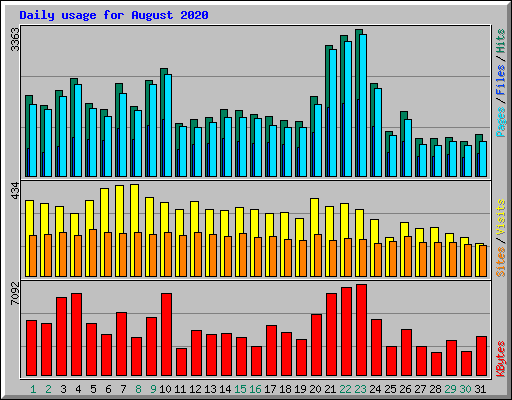 Daily usage for August 2020