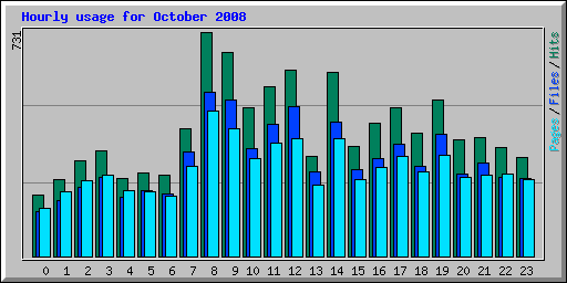 Hourly usage for October 2008