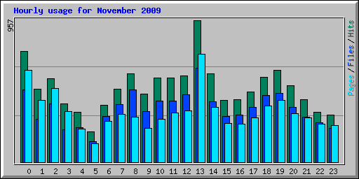 Hourly usage for November 2009