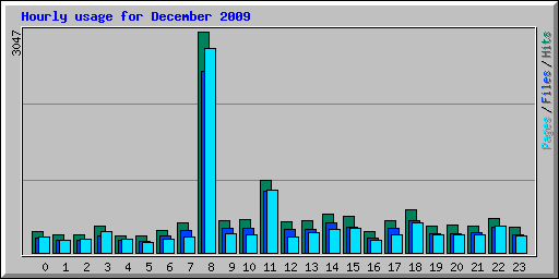 Hourly usage for December 2009