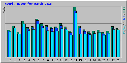 Hourly usage for March 2013